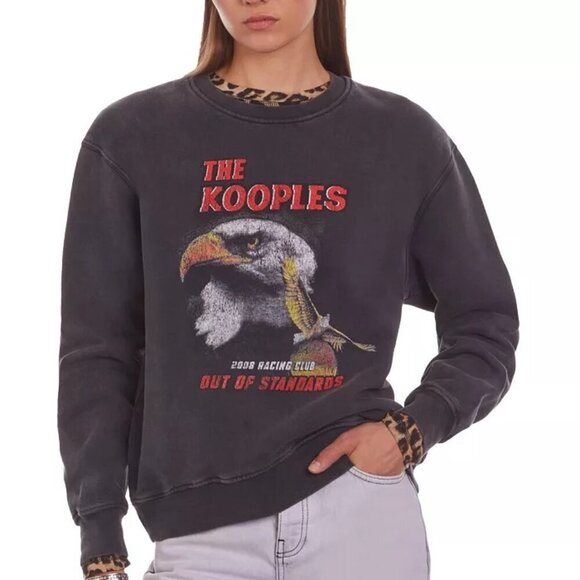 The Kooples Tops - NWT The Kooples Dark Gray Graphic Print Crewneck L/S Sweatshirt Sz 2